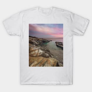 Sunset over Beavertail Lighthouse in Jamestown, Rhode Island T-Shirt
